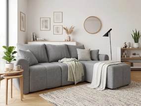 SEVIO L alakú kihúzható sarokkanapé, 246x145 cm, szürke, univerzális + 2 párna INGYEN