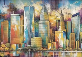 Fali fotótapéta előszoba konyhába Városi panoráma 208x146 Ragasztó