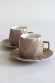 Rózsaszín-arany porcelán csészék csészealjakkal2db