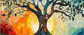 Kép – Mozaik – nap és fa I. (120x50 cm)