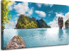 Vászonkép Olajművészet Szikla Víz Hegyek 100x60 cm