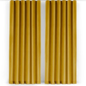 Mustársárga bársony dimout (részleges sötétítő) függöny 265x270 cm Velto – Filumi