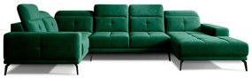 Zöld bársony sarokkanapé (bal oldali-U alakú) Neviro – ELTAP