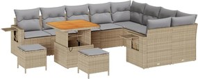 vidaXL Kerti Kanapé Szett 12 pcs Bézs polirattan