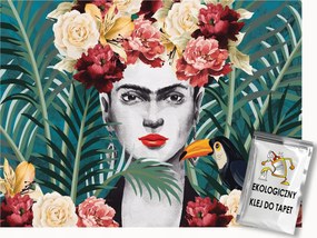 Fotótapéta Flizelina Portré Frida Kahlo Trópusok Virágok Levelek 150x105 ragasztó