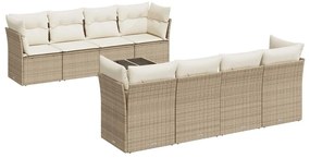9 részes bézs polyrattan kerti ülőgarnitúra párnákkal