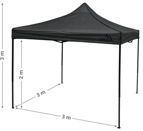 Cattara 13342 Party sátor ollós Waterproof, szürke, 3 x 3 m