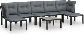 vidaXL 8 részes fekete-szürke polyrattan kerti társalgógarnitúra