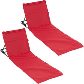 Állítható strandszőnyeg háttámlával 2 db piros