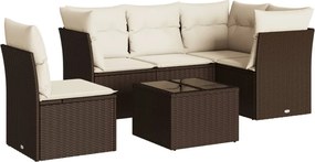 vidaXL 6 részes barna polyrattan kerti ülőgarnitúra párnával