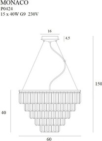 Függeszték Arany MONACO MAXLIGHT P0424