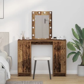 LED Lámpás Öltözőasztal Régi Fa 102x33x135 cm