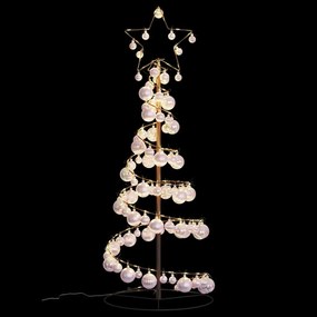 meleg fehér LED karácsonyfa gömbökkel 80 LED 120 cm
