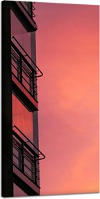 Vászonkép Rózsaszín égbolt Naplemente épület 40x80