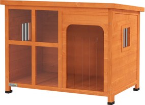 PawHut Kültéri Kutyaház Kicsi és Közepes Kutyák Számára Kihajtható Aszfalt Tetővel és Átlátszó Elülső Panelel 90x62x71 cm | Aosom