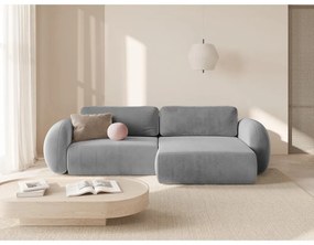 Világosszürke bársony kinyitható-tárolóhelyes sarokkanapé Tonale – Cosmopolitan Design