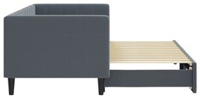 sötétszürke kihúzható bársony heverő 80 x 200 cm