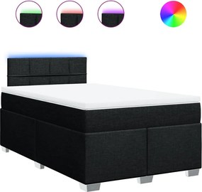vidaXL fekete szövet rugós ágy matraccal 120 x 200 cm