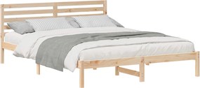vidaXL Ágykeret fejtámlával Barna 160 x 210 cm Tömör fenyőfa