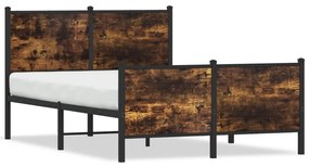 füstös tölgy színű fém ágykeret matrac nélkül 120 x 200 cm