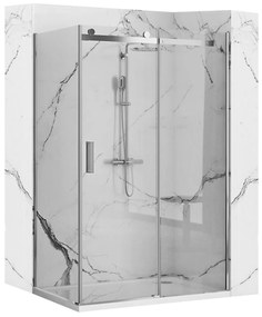 Rea Nixon, zuhanykabin tolóajtóval 140 (bal oldali ajtó) x 100 (fal), 8mm átlátszó üveg, króm profil, KPL-00435