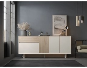 Bézs-natúr színű komód tölgyfa dekorral 180x76x45 cm Carpi – Marckeric