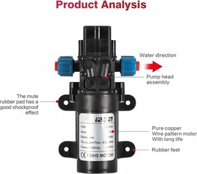Dewin Vízpumpa autómosáshoz, 24V/60W, 4 L/min, magas nyomás