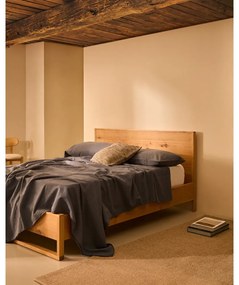 Natúr színű tölgyfa franciaágy ágyráccsal 180x200 cm Alguema – Kave Home