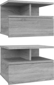 vidaXL 2 db szürke sonoma szerelt fa fali éjjeliszekrény 40x31x27 cm