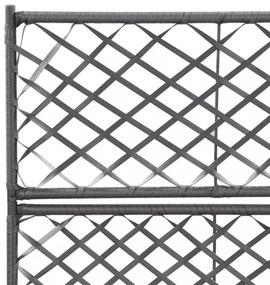 fekete rácsos polyrattan magaságyás 2 kaspóval 58 x 30 x 107 cm