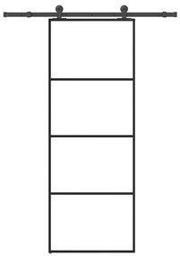 ESG üveg és alumínium tolóajtó fémszerelvény-szettel 76x205 cm