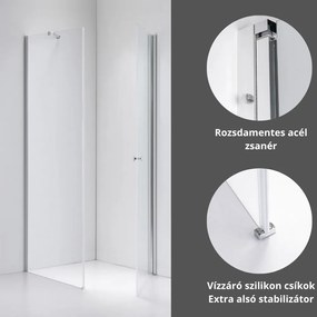 Stuxi Bari 90x90 cm szögletes nyílóajtós zuhanykabin, 6 mm vízlepergető üveggel, króm elemekkel