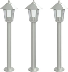 vidaXL 3 db ezüstszínű rozsdamentes acél kültéri állólámpa 80 cm