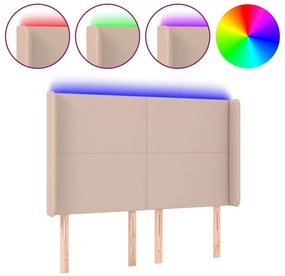 cappuccino műbőr LED-es fejtámla 147x16x118/128 cm
