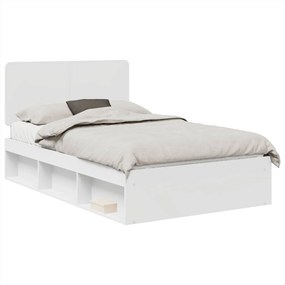 vidaXL Ágykeret fejtámlával Fehér 135 x 190 cm Tömör fenyőfa