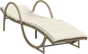 vidaXL bézs polyrattan napozóágy párnával 60 x 199 x 42 cm