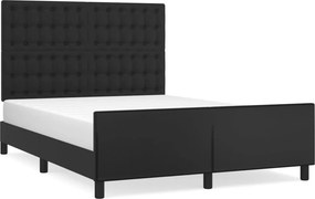 vidaXL fekete műbőr ágykeret fejtámlával 140x200 cm
