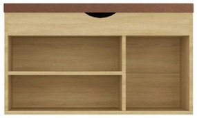 Sonoma tölgy forgácslap cipőtároló pad párnával 80 x 30 x 47 cm