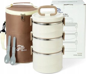 LilleHome Hőtároló rozsdamentes acél2,6L 3 szintes Uzsonnás doboz