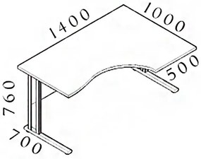 Visio ergonomikus asztal 140 x 100 cm, jobb, bükkfa