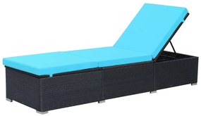 Fekete polyrattan napozóágy párnával