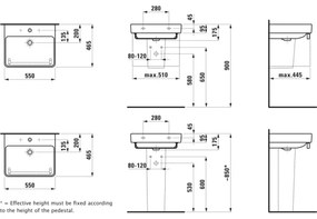 LAUFEN H8109620001041 - PRO ráépíthető/falra szerelhető mosdó 55x46,5 cm, kerámia, fehér