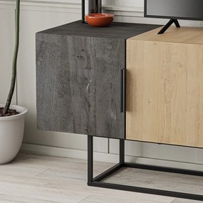 Barna-natúr színű TV-állvány tölgyfa dekorral 140x55 cm Titan – Marckeric