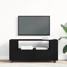 fekete tölgy szerelt fa TV-szekrény kerekekkel 102x34,5x43 cm