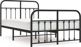 vidaXL fekete fém ágykeret fej- és lábtámlával 120 x 200 cm