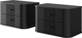 Függő éjjeliszekrények készlet Vesper 56 cm - fekete / fekete fogantyúk