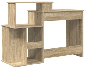vidaXL Íróasztal Tárolóval Sonoma tölgy 120,5x44x88,5 cm Szerelt fa