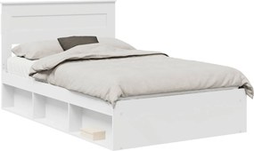 vidaXL Ágykeret fejtámlával Fehér 120 x 190 cm Tömör fenyőfa