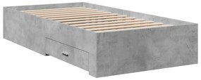 betonszürke szerelt fa ágykeret fiókokkal 90 x 200 cm