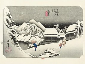 Művészeti nyomat Hokusai - Kanbara Night Snow, Katsushika Hokusai